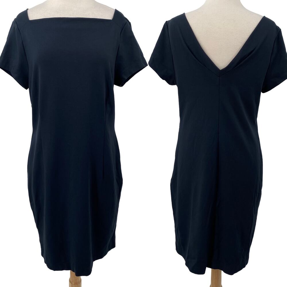 Banana Republic Black Short Sleeve Square Neck Mini Dress